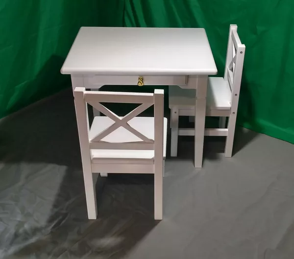 Детский стол с ящичком  и стульчик (спинка крестик) 3