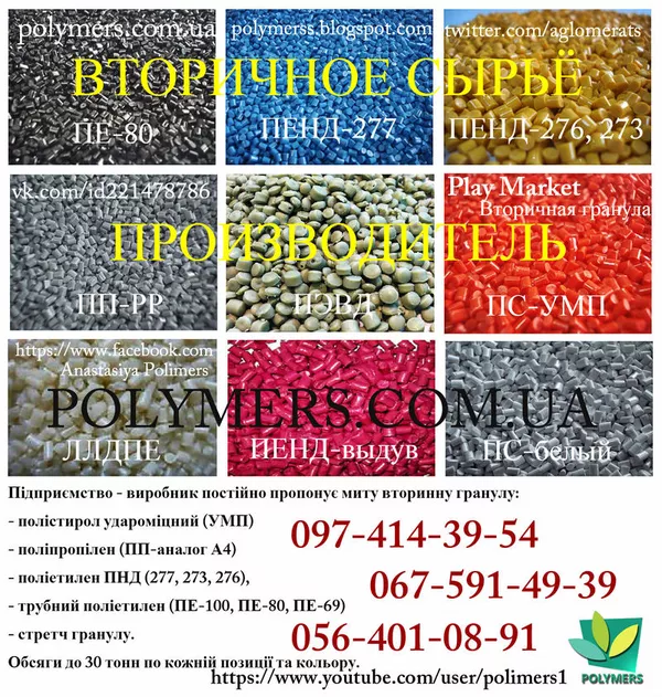 Полимерное сырье в Украине: трубная гранула ПЕ-100,  ПЕ-80,  ПЕ-63,  стре