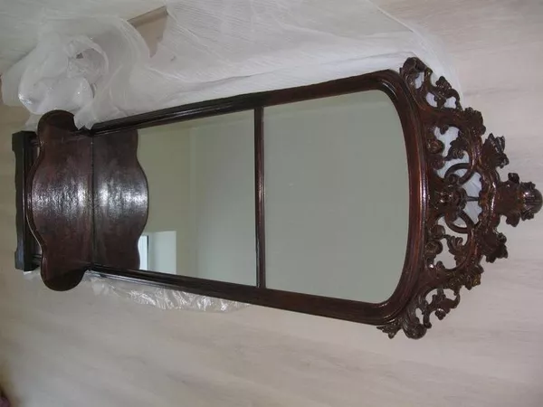 Антикварное зеркало  высотой 2, 85 м с резной короной 2